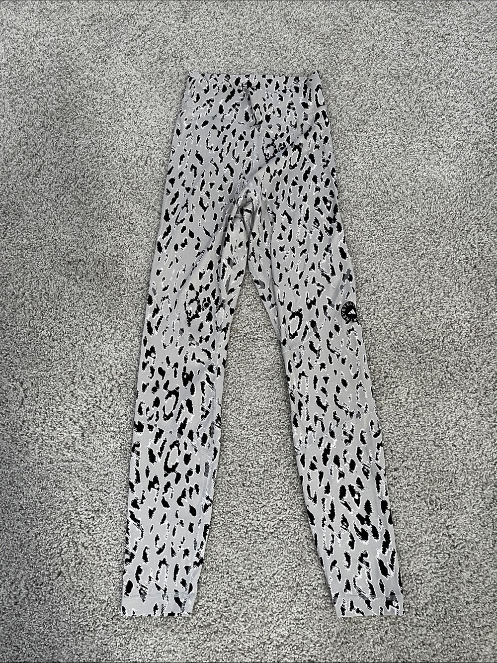 Stella McCartney Adidas, Small, Gray and Black Leopard Print Leggings